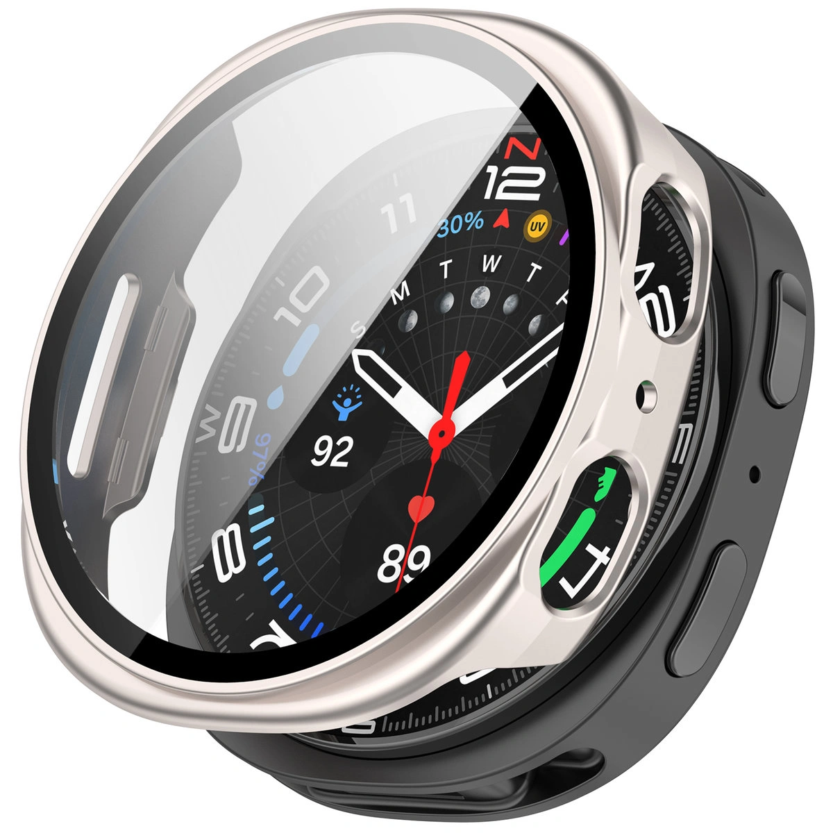 Wizualizacja nakładania etui Bizon Case Watch Adamo do Galaxy 8 44 mm